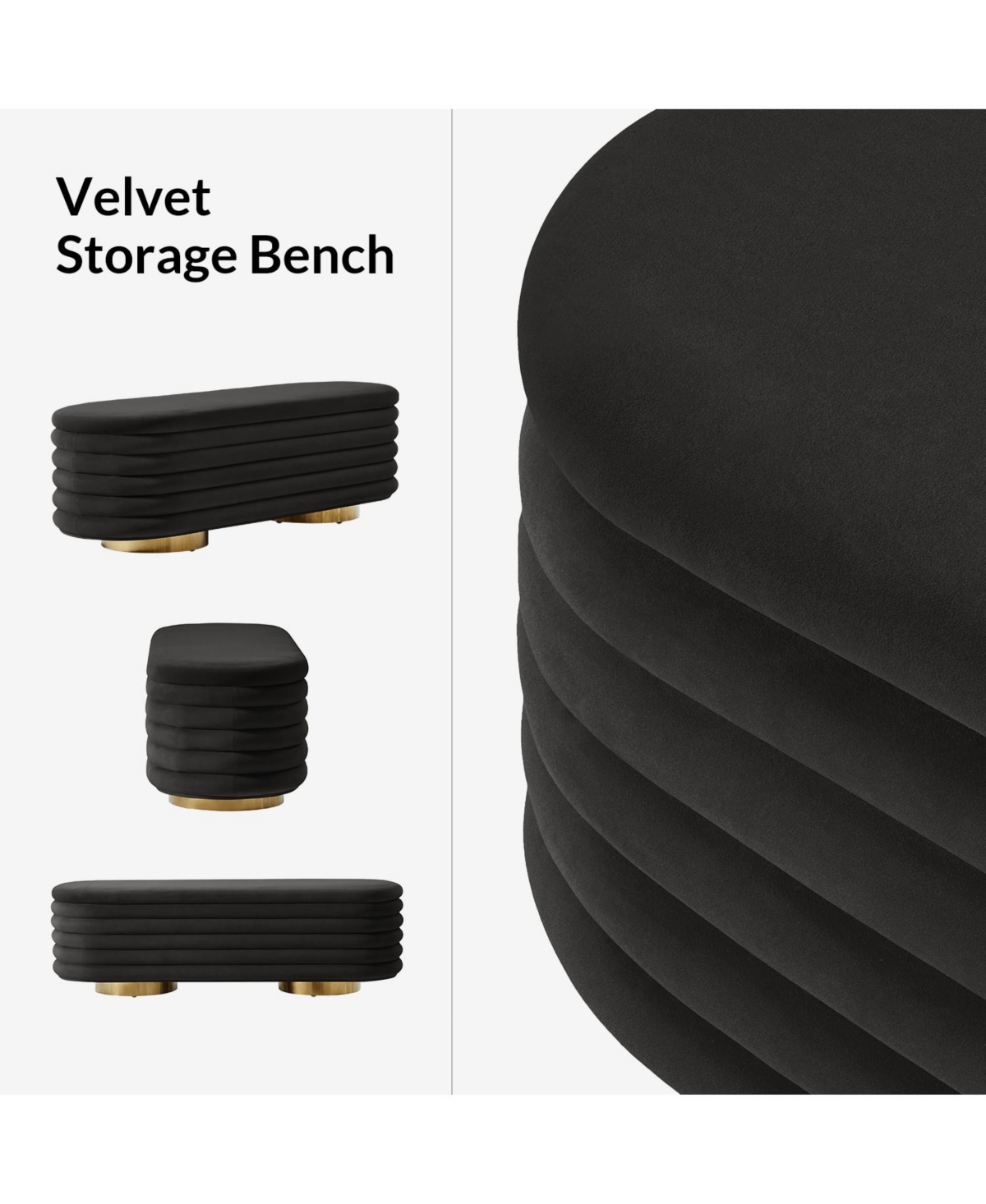 Rupert Bench with Gold-finished Metal Legs