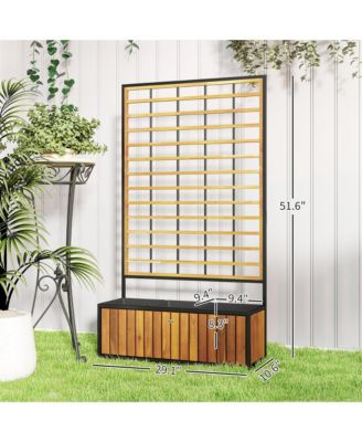 Raised Garden Bed, Planter Box with Trellis, Removable Pots,