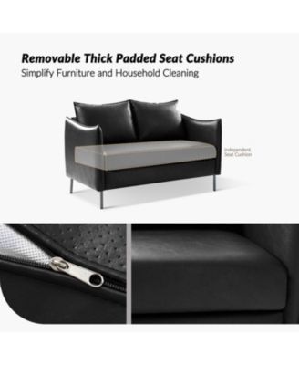 Monroe Modern Industrial-Style PU Leather Sofa with Sturdy Metal Legs And Movable Seat