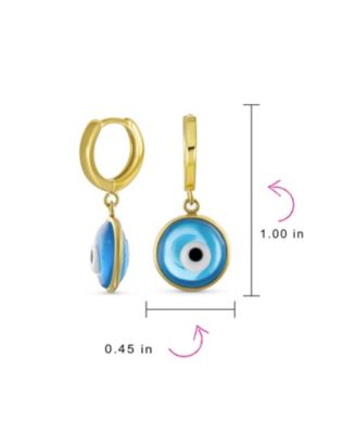 Set of 2 Spiritual Protection Blue Nazar Evil Eye Dangle Earrings Gold Plated Silver