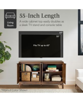 1 Pc MDF Melamine Soft-Close Reeded 4-Door Storage Cabinet