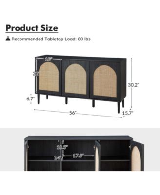 Ulysses Modern 56”Wide Sideboard with 3 Doors and Solid Wood Legs