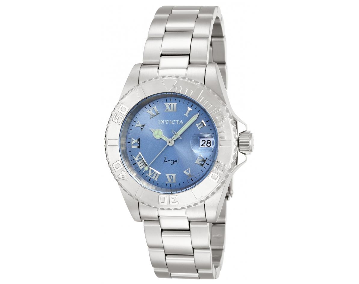 Women's 14361 Angel Quartz 3 Hand Light Blue Dial Watch - Silver