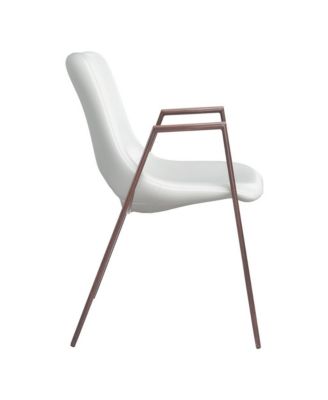 Set of 2 Upholstered Faux Leather Dining Chairs with Armrests and Open Back