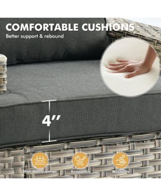 13 Piece Outdoor Patio Furniture Sets with Fire Pit Table,All Weather Wicker Sectional Sofa with Extra Deep Patio Swivel Chairs and Solar PoweRed Coffee Table for