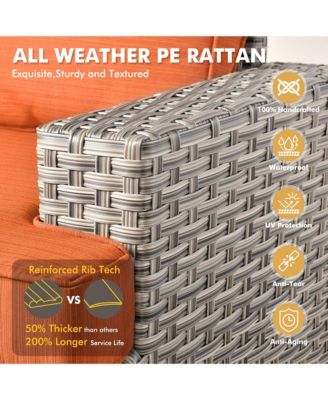 13 Piece Outdoor Patio Furniture Sets with Fire Pit Table,All Weather Wicker Sectional Sofa with Extra Deep Patio Swivel Chairs and Solar PoweRed Coffee Table for