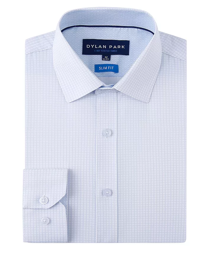 Men's Four Way Stretch Plaid Print Button Down Dress Shirt - thumbnail 2