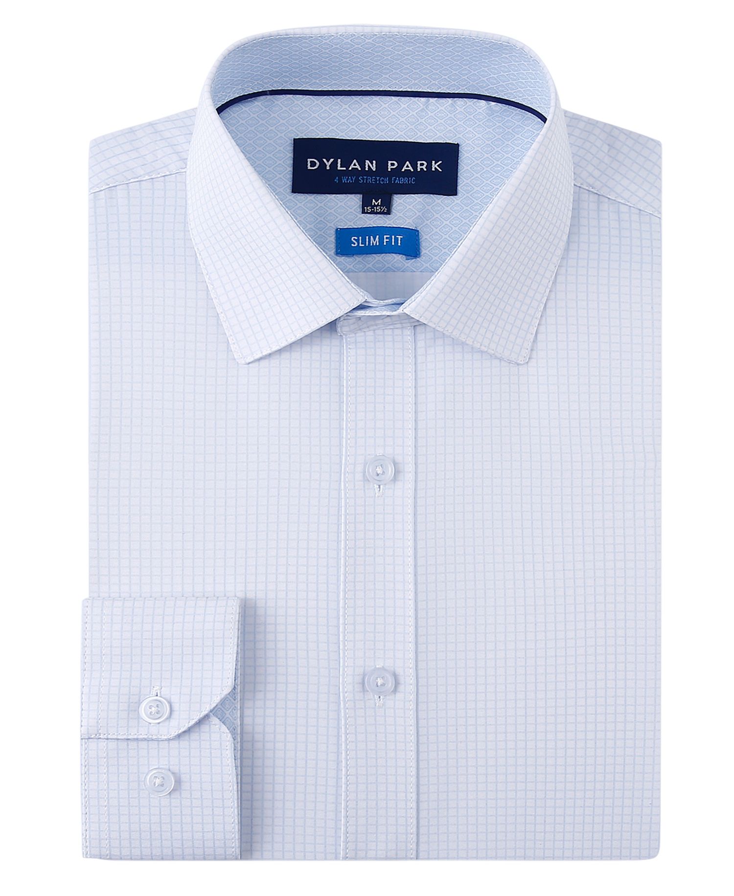 Men's Four Way Stretch Plaid Print Button Down Dress Shirt
