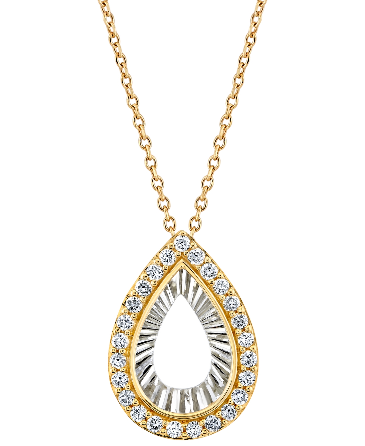 MACY'S DIAMOND TEAR-SHAPE 18" PENDANT NECKLACE (1/4 CT. T.W.) IN 14K TWO-TONE GOLD 