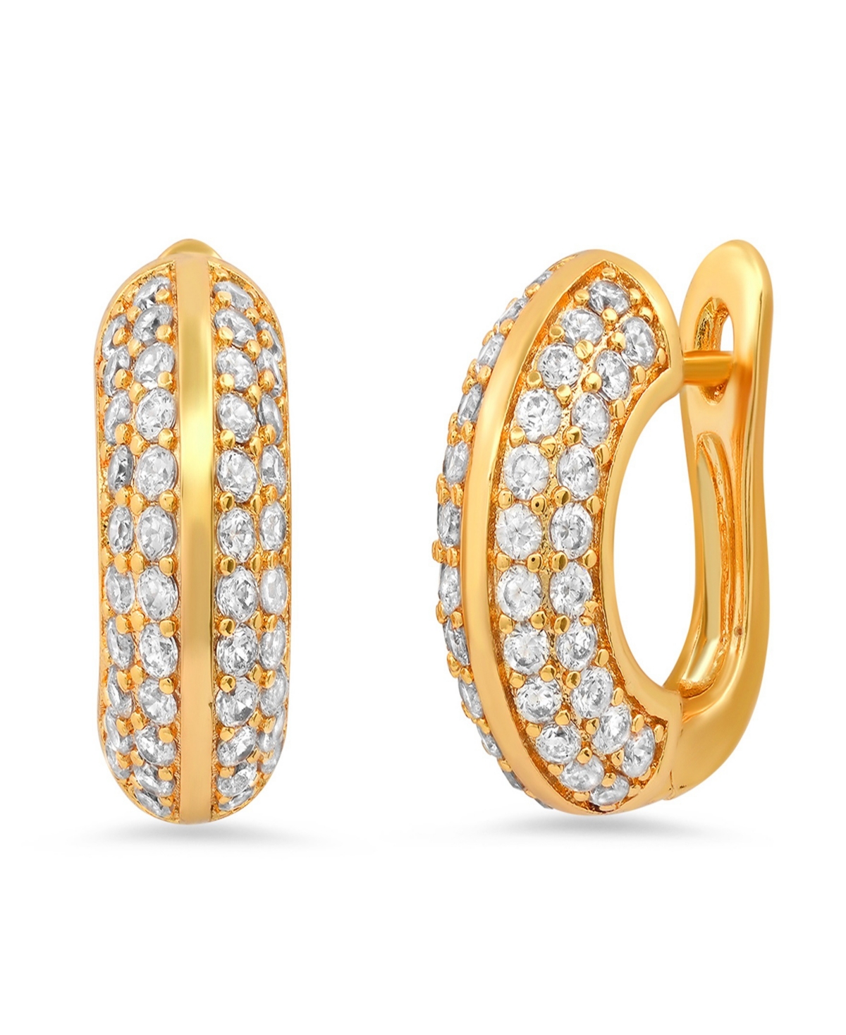 Women's 18K Gold Plated Brass Simulated Diamonds Hoop Earrings - Gold