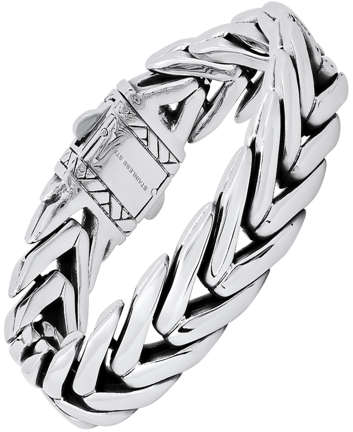 Steeltime Men's Heavy Oxidized Stainless-steel Wheat Chain Bracelet