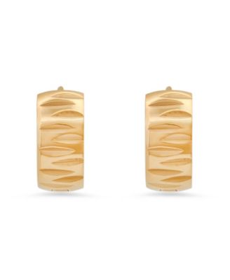 Women's 18K Gold-Plated Stainless-Steel Diamond Cut Huggie Earrings