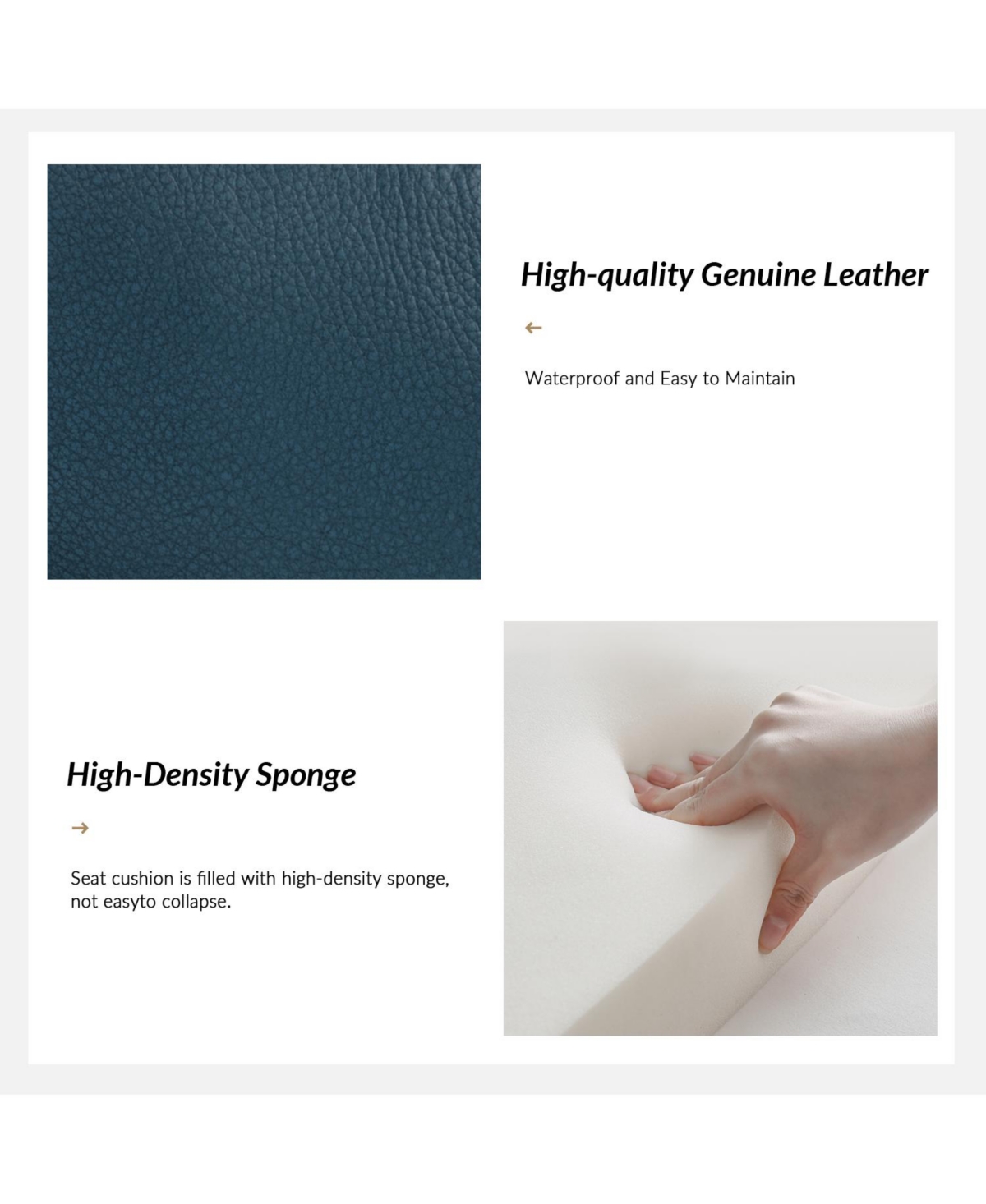 Terencio 55.5" Wide Bedroom Genuine Leather Bench