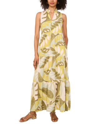 Vince Camuto - Women's Split-Neck Tiered Ruffled Dress