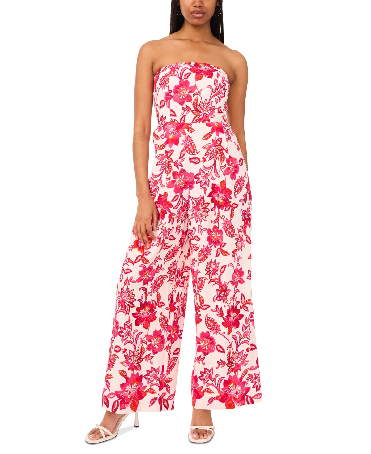 Women's Strapless Smock-Back Wide-Leg Jumpsuit - Romance Pink