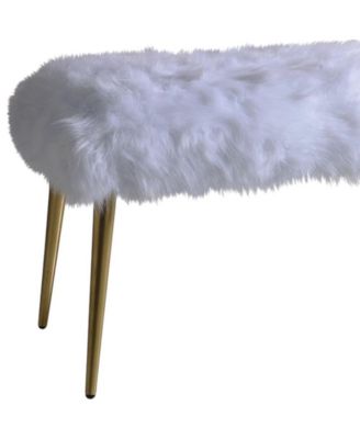 Plush Upholstered Faux Fur Bench – Modern Accent Seating for Bedroom or Entryway