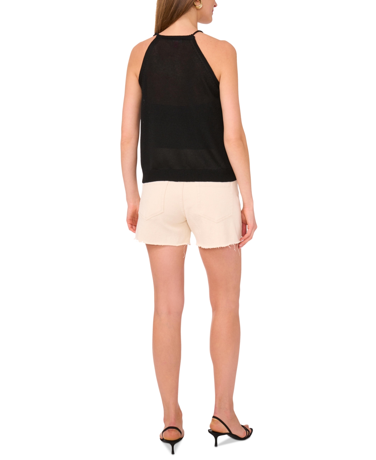 VINCE CAMUTO WOMEN'S SOLID-COLOR TIE-NECK KNIT HALTER TOP 