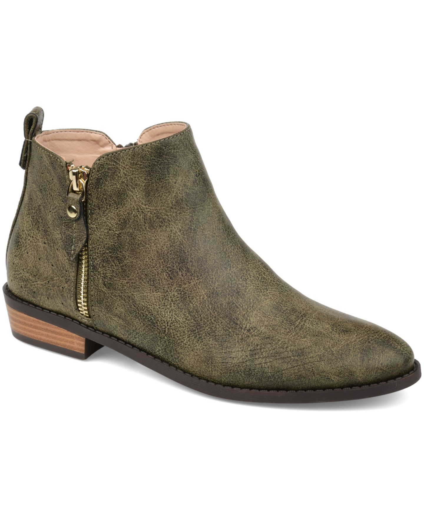Женские ботинки Journee Collection Ellis Stacked Heel Booties, цвет: Оливковый — фото 1
