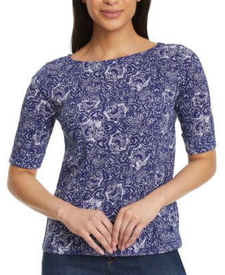 Gloria Vanderbilt - Women's Alanis Printed Cuffed-Sleeve T-Shirt