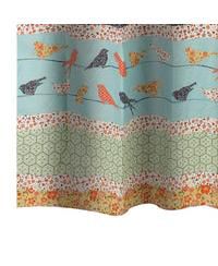 Striped Shower Curtain – Microfiber Fabric with Floral Accents