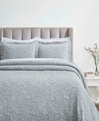Hibiscus Cotton Matelass&eacute; Woven 3-Pc. Bedspread Set, King