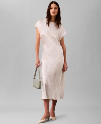 Calvin Klein - Women's Cap Sleeve Printed Satin Sheath Dress
