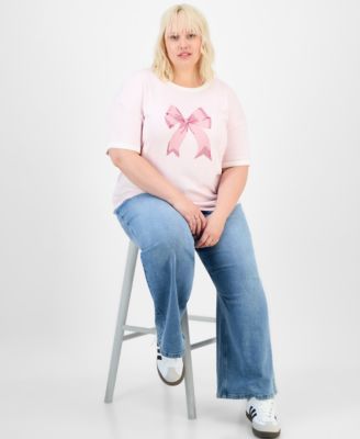 Hippie Rose - Trendy Plus Crewneck Bow T-Shirt
