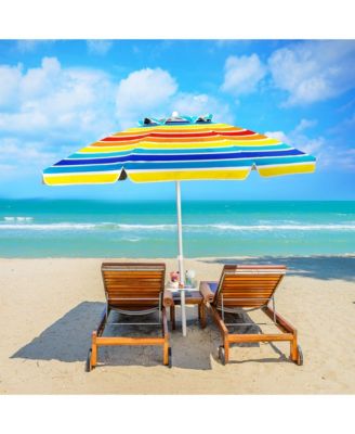 7.2ft Beach Umbrella Outdoor Patio Garden with Carrying Bag Sand Anchor