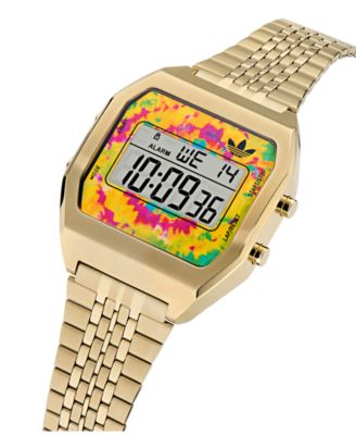 Unisex Digital Gold-Tone Stainless Steel Watch, 36mm