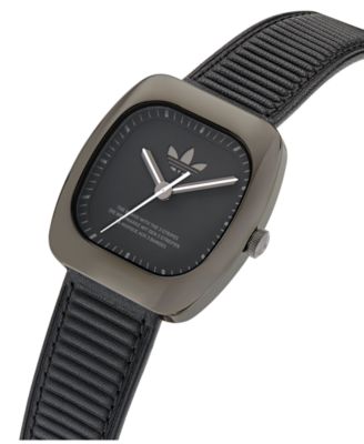 Unisex Analog Black Leather Watch, 37mm