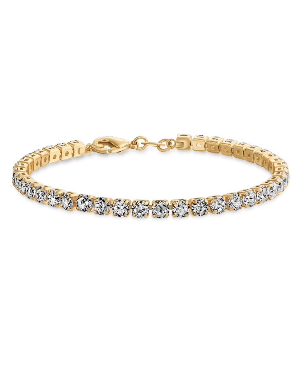 Bling Jewelry Classic 12CTW Prong Basket Set Solitaire Round Cubic Zirconia Cabochon Cz Tennis Bracelet Gold Plated 7.5 Inch - Clear gold-tone