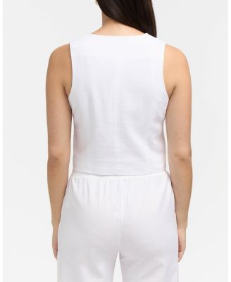 Women's Tailored Button-Front Linen Blend Vest