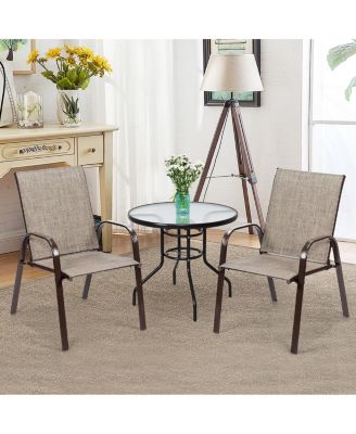 2PCS Patio Chairs Dining Chair Deck Yard W/Armrest