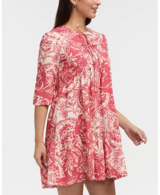 Women's Tiered Dress with Double Tie Neckline