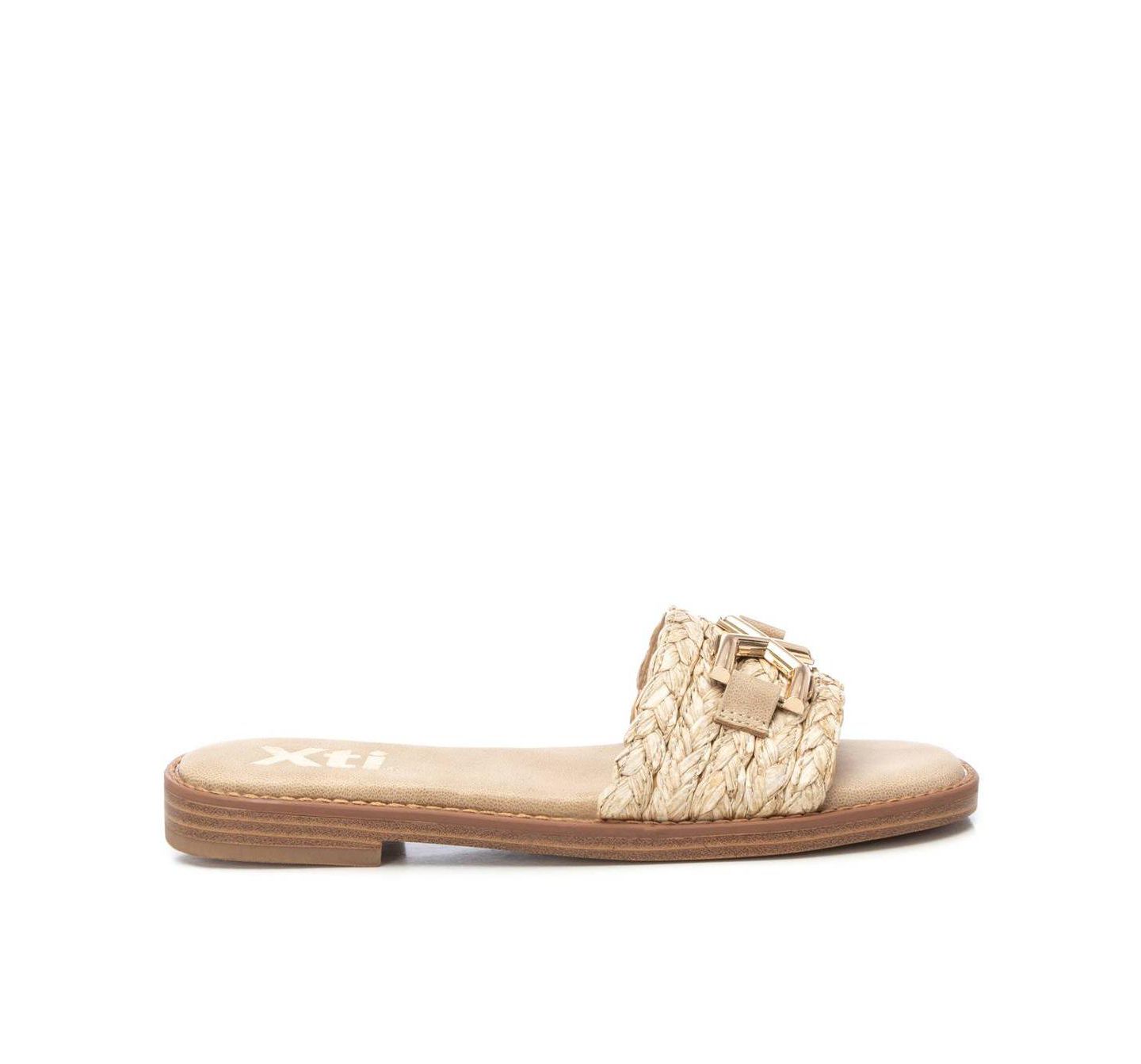 Женские сандалии XTI Raffia Slide, цвет: Бежевый — фото 1