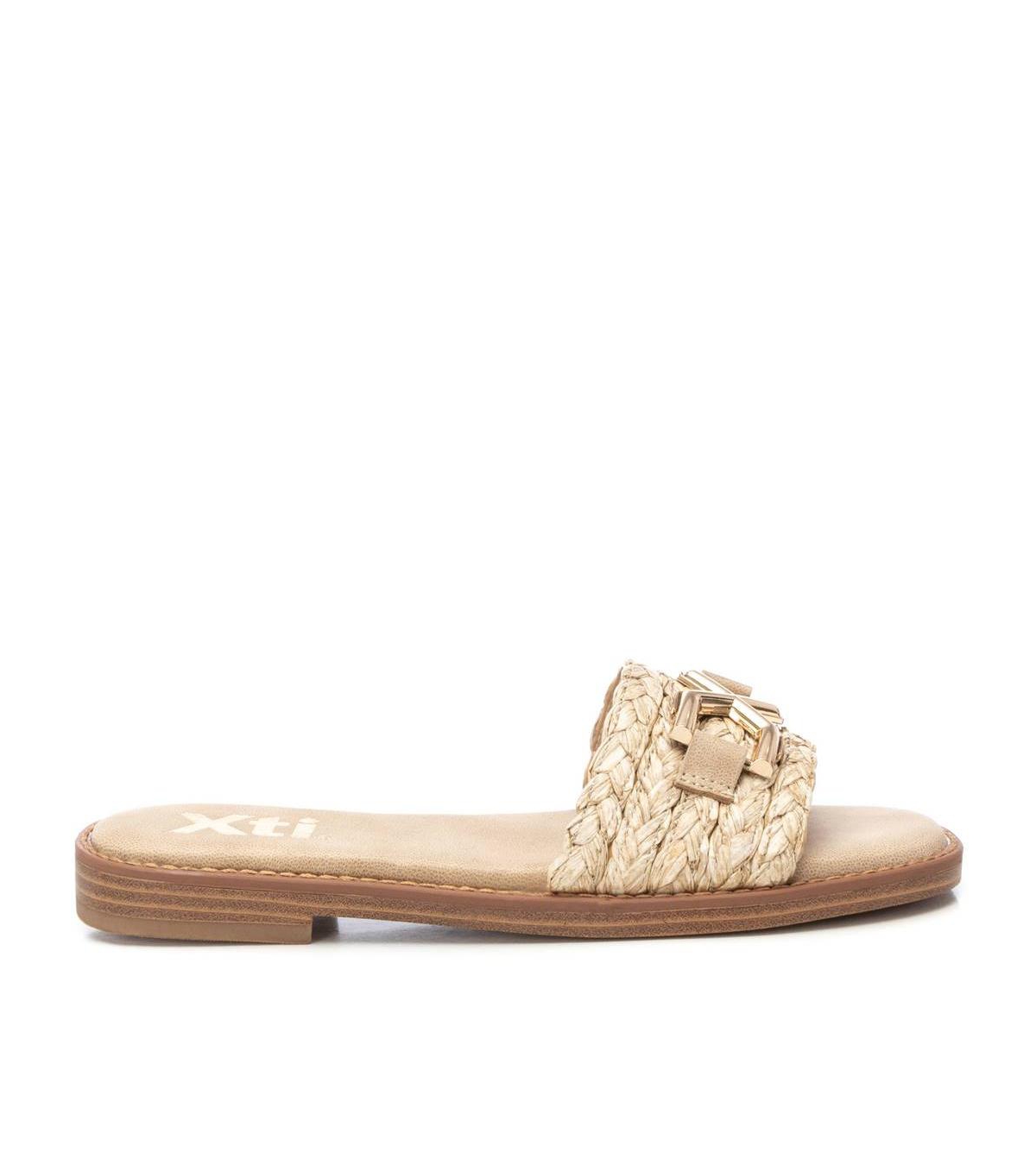 Women's Raffia Slide Sandals By Xti - Brown