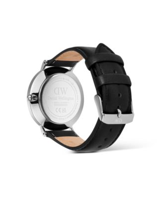 Men's Analog Black Leather Watch, 40mm