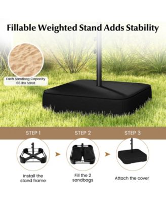 Gymax 13FT Double-sided Patio Umbrella w/ Crank Handle Umbrella Base Safety Lock