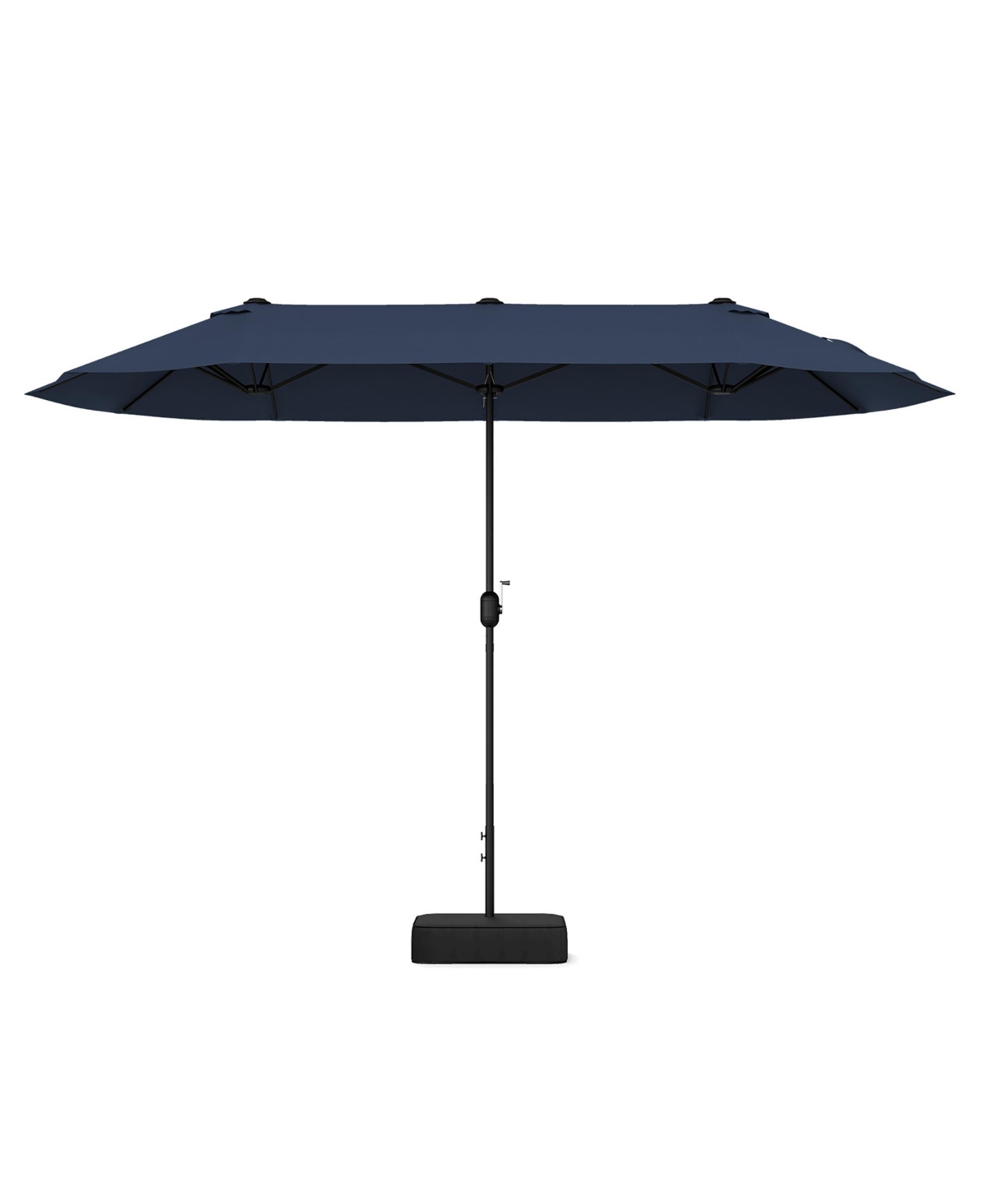 13FT Double-sided Patio Umbrella w/ Crank Handle Umbrella Base Safety Lock - Navy