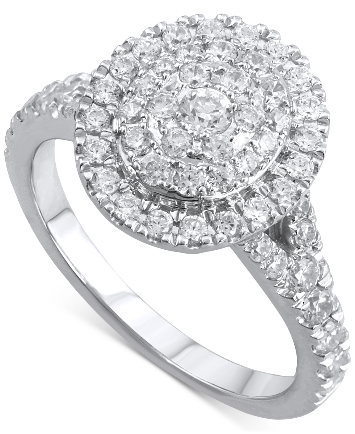 Macy's Diamond Oval Cluster Engagement Ring (1 Ct. T.w.) In 14k White Gold