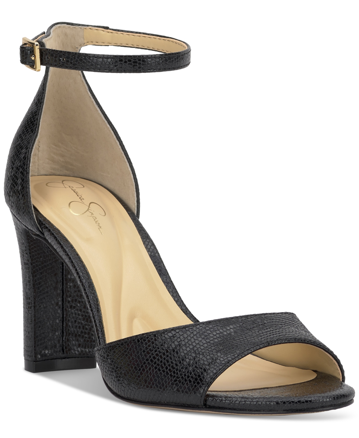 Women's Luxcilla Block-Heel Dress Sandals - Soft Gold Lizard