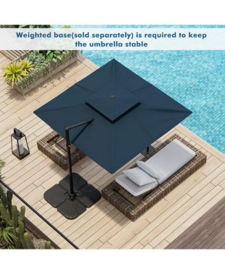Patio 9.5FT Square Cantilever Offset Umbrella Double Vented 360° Heavy Duty
