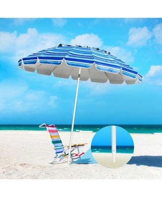 8ft Beach Umbrella Outdoor Patio Garden w/ Carrying Bag Sand Anchor