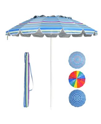 8ft Beach Umbrella Outdoor Patio Garden w/ Carrying Bag Sand Anchor