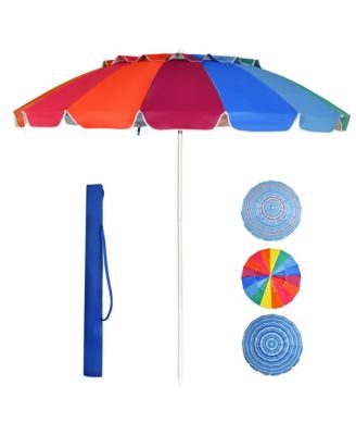 8ft Beach Umbrella Outdoor Patio Garden w/ Carrying Bag Sand Anchor