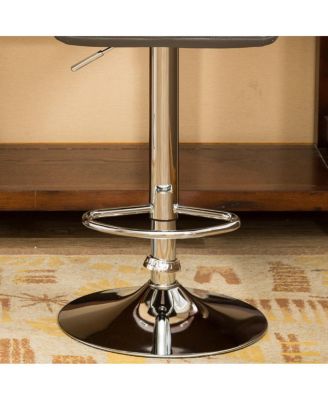 of 2 Adjustable Swivel Bar Stools with Diamond-Tufted Faux Leather Seats, Footrest, and Chrome Base for Kitchen or Home Bar