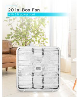 BLACK+DECKER Box Fan with 3 Speed Settings, 20&amp;#x201D; Box Fan with Carrying Handle, Rotary Knob and Recessed Cord Storage, Portable Fan and Cooling Fan for Home, Office, Garage, Basement &amp; More