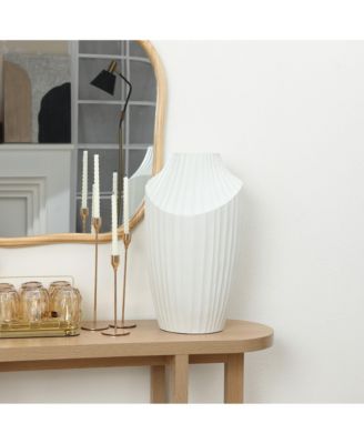 White MgO Modern Abstract Sculpture 20-Inch Tall Vase