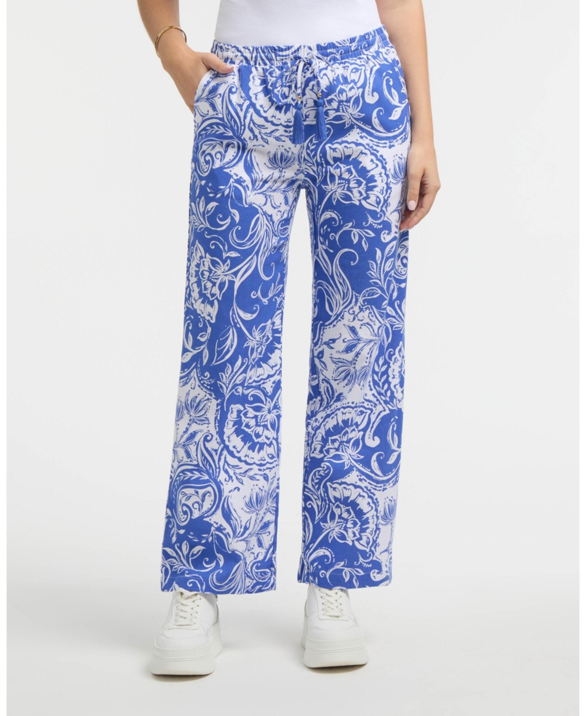 Women's Wide Leg Pant - Black batik floral