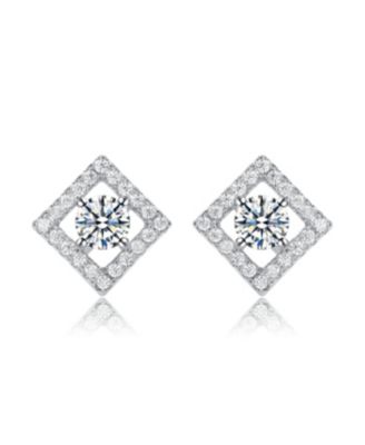 Stylish Colored Cubic Zirconia Halo Stud Earrings